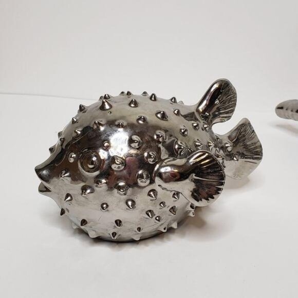 Silver Elephant & Puffer Fish Figurines Decorative Set - Picture 7 of 12